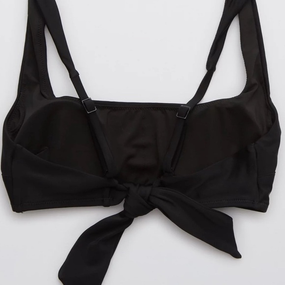 New AERIE Scoop Bikini Top in Black Tie Back Sz M - Picture 5 of 10